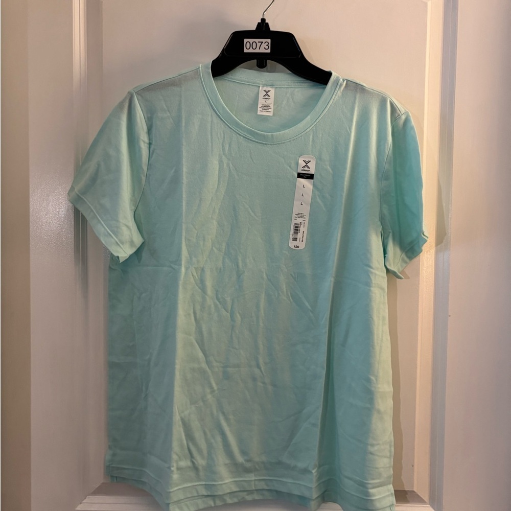 Xersion Light Aqua Crewneck Tee Sz L NWT